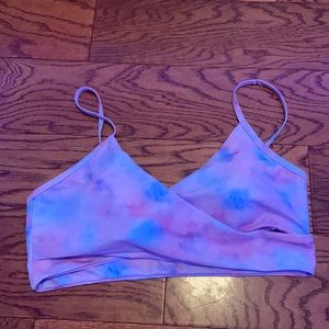 Cross tie dye bathing suit.